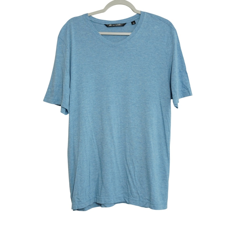 TravisMathew Men's‎ Size Large V-Neck T-Shirt Blue Heathered Modal Cotton Blend